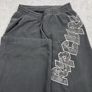 Y2k Rip Curl Pants Mens XL Black Baggy Fit Graphic Sweatpants Drawstring